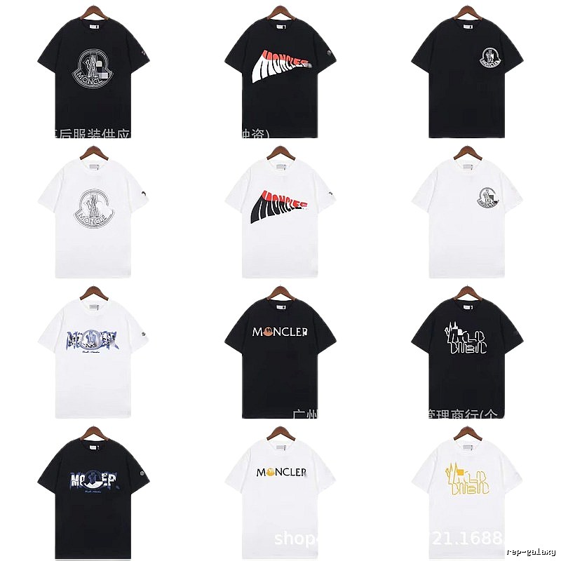 Moncler Logo Printed Trendy Black & White Short-Sleeve T-Shirt