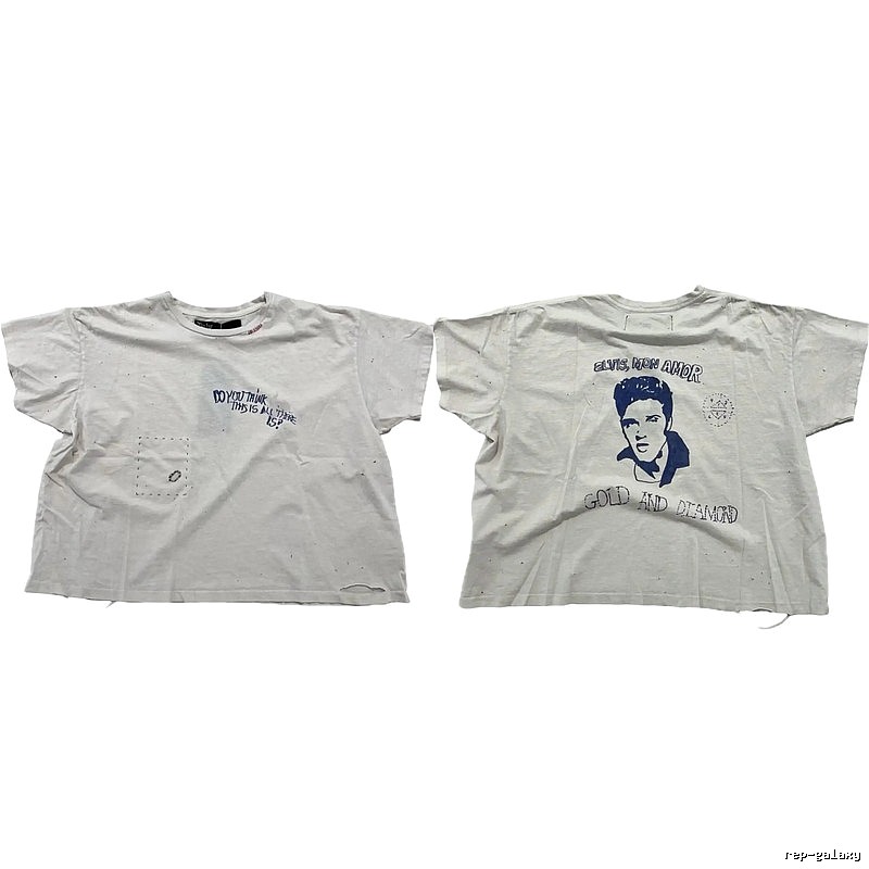 Paly Hollywood Elvis Vintage Distressed White T-Shirt