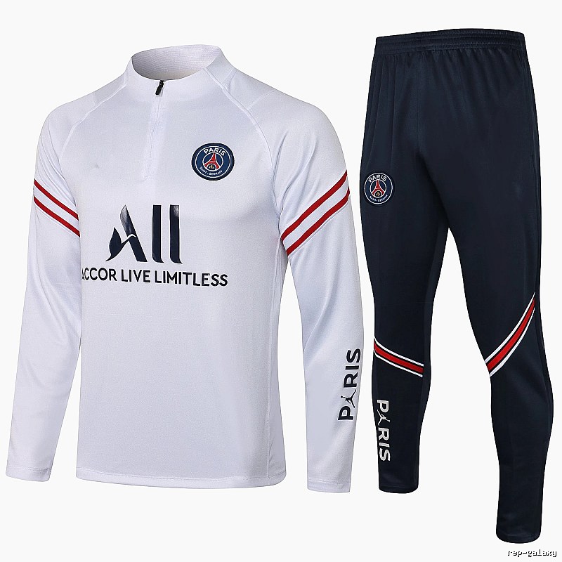 Paris Saint-Germain 2021-22 White Training Tracksuit Set Relaxed Styling