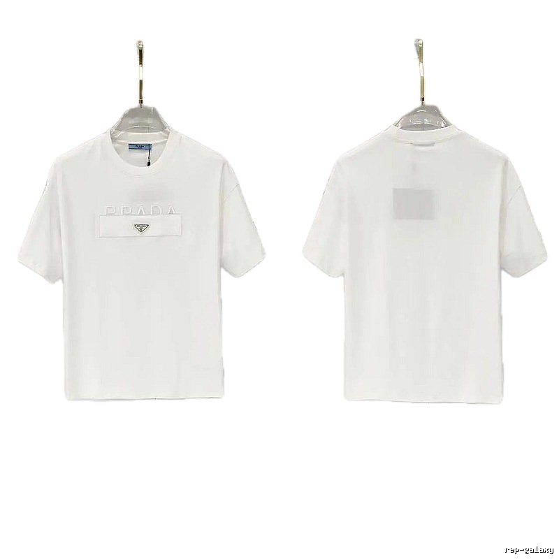 Prada Classic Triangle Logo Minimalist Style White T-Shirt