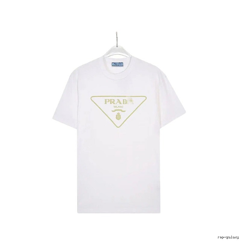 Prada Triangle Logo Casual Style White Short-sleeve T-shirt