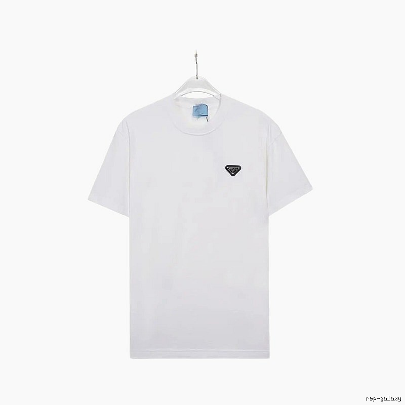 Prada Triangle Logo Minimalist Style White Short-sleeve T-shirt