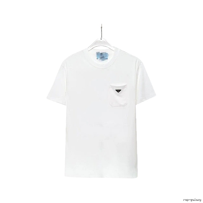 Prada Triangle Logo Minimalist Style White Short-sleeve T-shirt