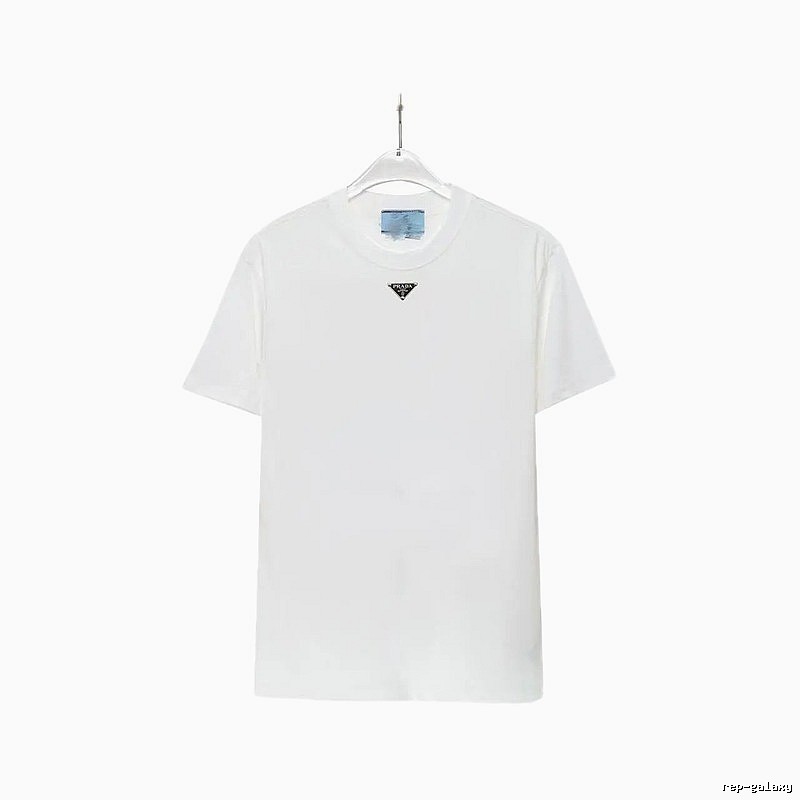 Prada Triangle Logo Minimalist Style White T-Shirt