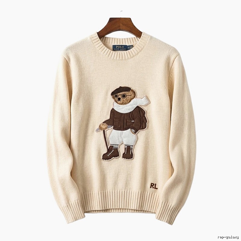 Ralph Lauren Bear Retro Style Beige Sweater