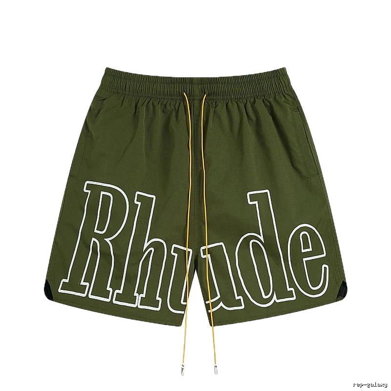 RHUDE letter-style military green shorts