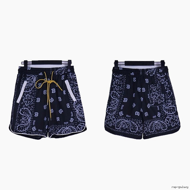 RHUDE retro-style black shorts