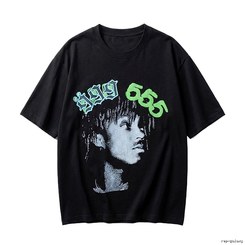 Sp5der Portrait Print Trendy Black T-shirt