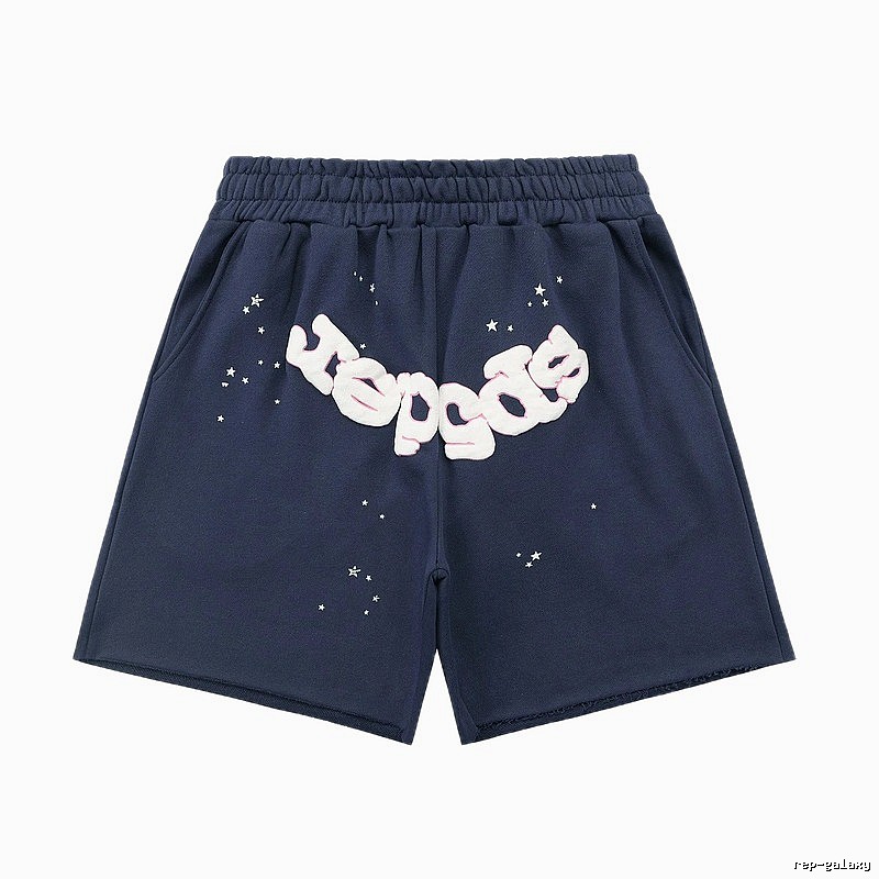 Sp5der Star Print Shorts (Navy Blue)
