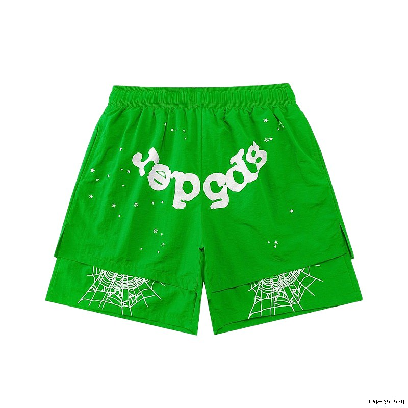 Sp5der Starburst Trendy Cool Green Shorts