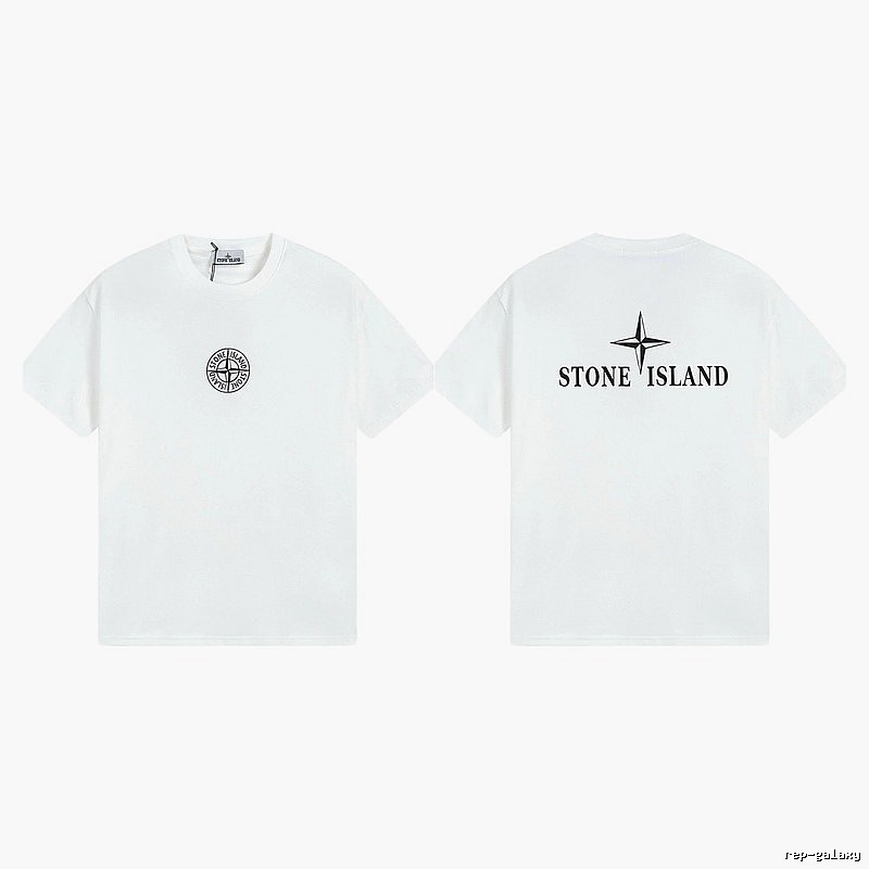 Stone Island Printed Street Style White Short Sleeve T-shirt