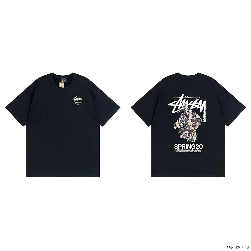Stussy Black Spider Graphic T-Shirt Warm Weather Logo