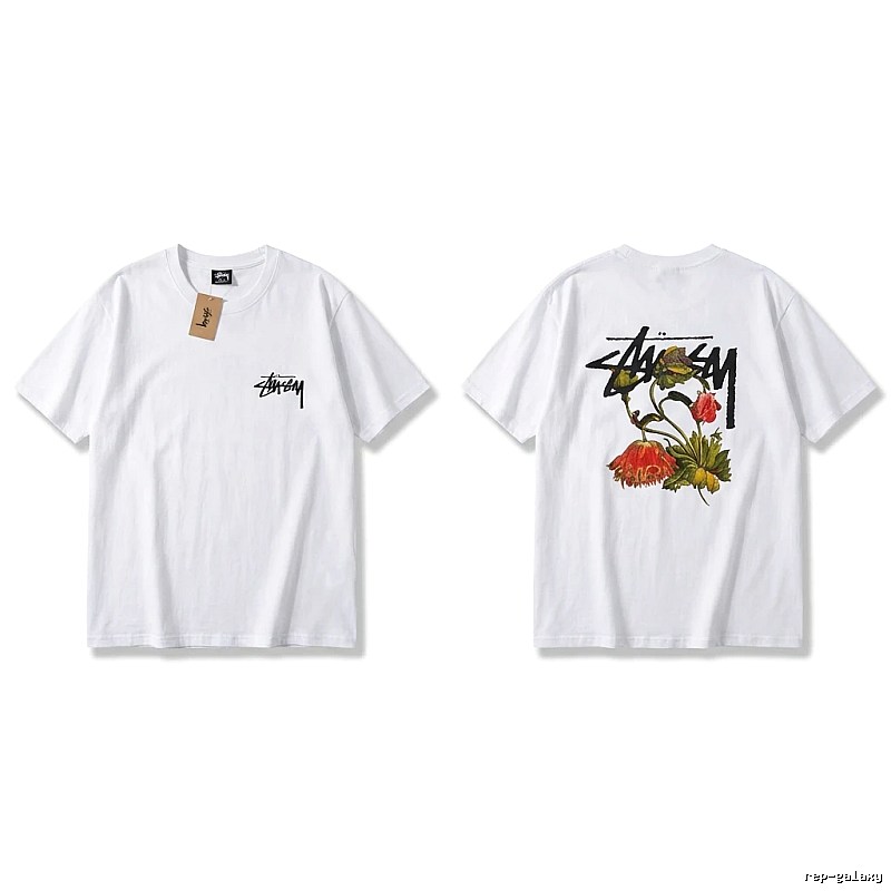Stussy Floral Print White T-Shirt
