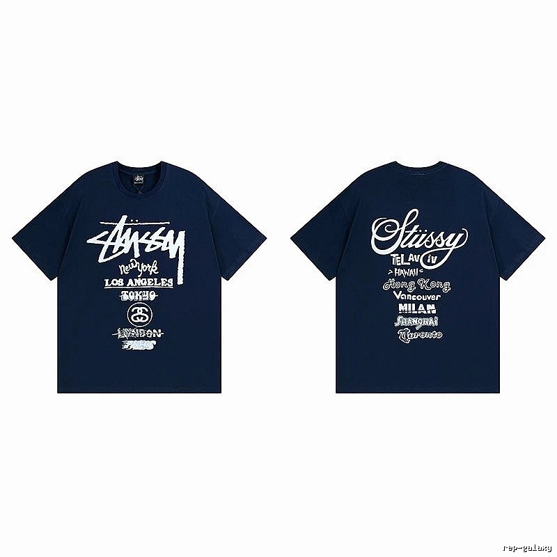 Stussy Simple Logo Finish Spider Graphic T-Shirt Minimal Look