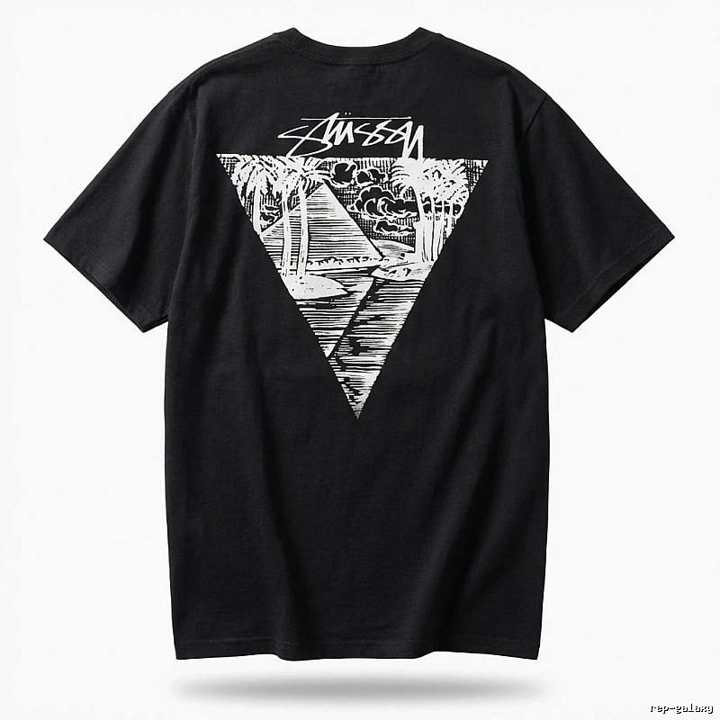 Stussy triangle print style black T-shirt