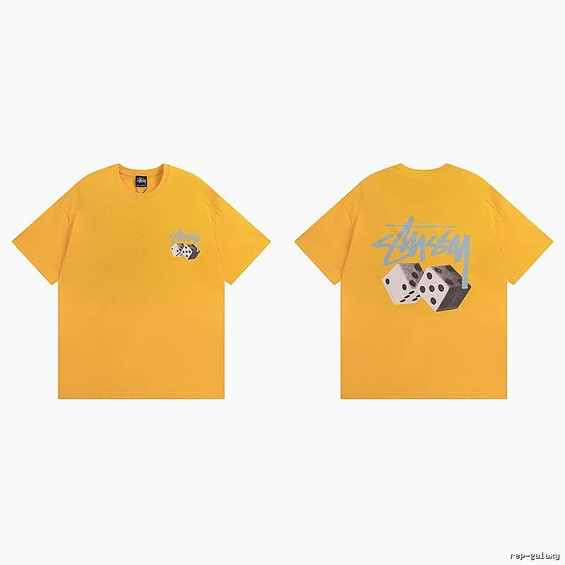 Stussy Yellow Spider Graphic T-Shirt Summer Styling Logo