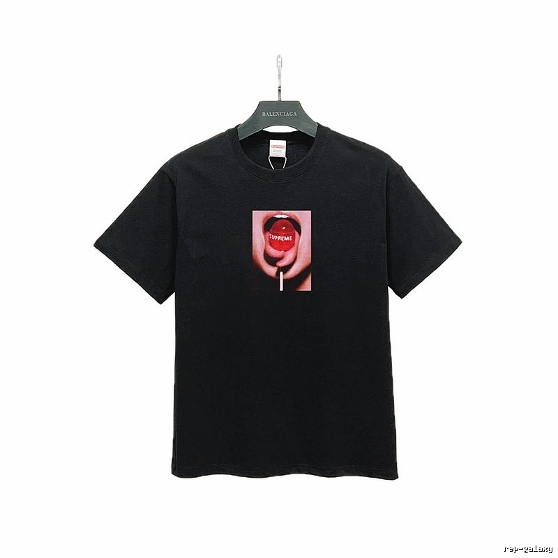 Supreme Lollipop Print Street Style Black T-Shirt