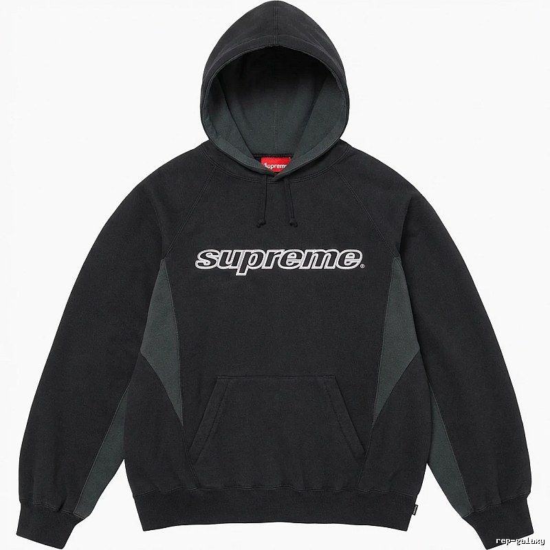 Supreme patchwork-style black hoodie