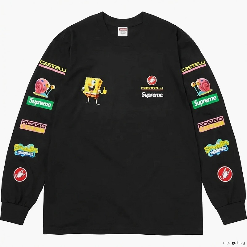 Supreme SpongeBob SquarePants Co-branded Black Long-sleeve Shirt