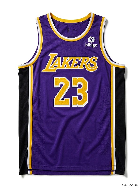 The retro-style No. 23 jersey of the Los Angeles Lakers.