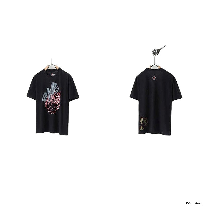 Travis Scott x Air Jordan Graffiti-style Black Short-sleeve T-shirt